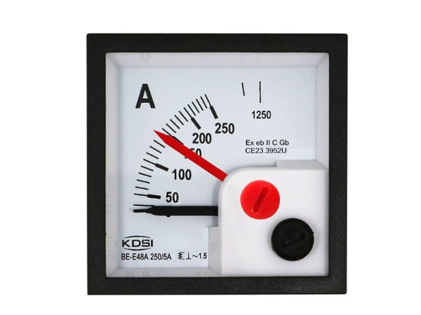 供应 防爆电流表BE-E48A AC250/5A 5倍带红针 方形开孔 指针式电表