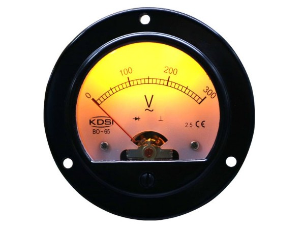 指针式圆形开孔交流电压表BO-65 AC300V整流式 黄色背光电压12V