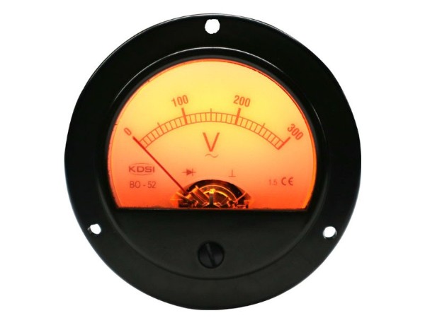 KDSI指针式圆形开孔电压表BO-52 AC300V整流式 黄色背光电压12V 厂家供应