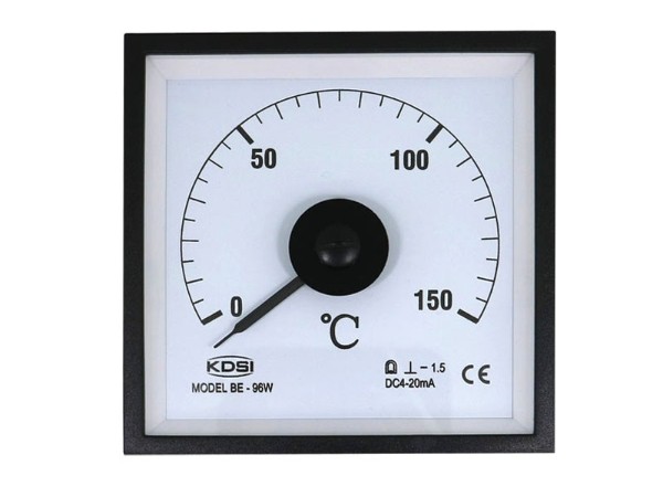 KDSI指针式温度表BE-96W DC4-20mA150℃ 方形开孔电表 固定式安装表头